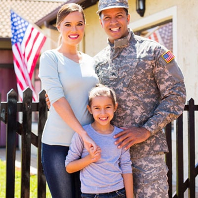 Soldier with smiling family